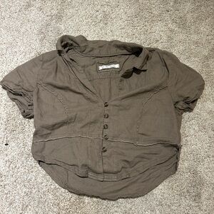 Free People brown button up top